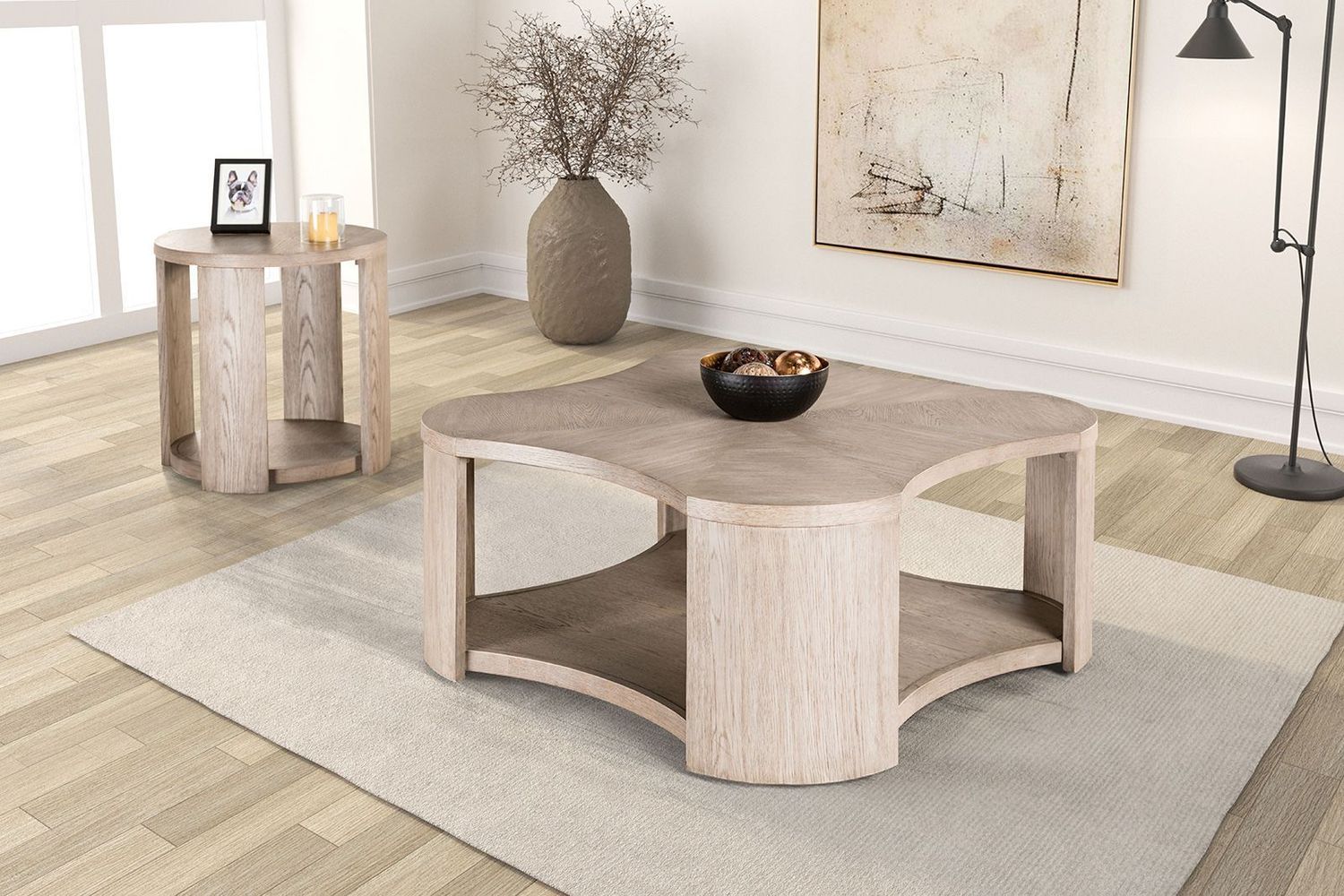 3PC OAK COFFEE TABLE SET