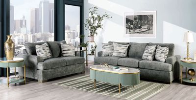 3PC COFFEE TABLE SET MARBLE GOLD AND BLUE