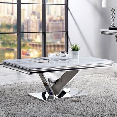 3PC COFFEE TABLE SET MARBLE SILVER