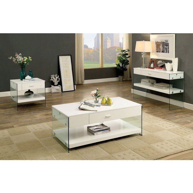 3PC WHITE COFFEE TABLE SET