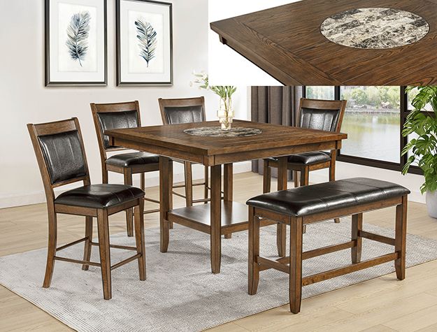 6PC WOODEN COUNTER HEIGHT DINING SET