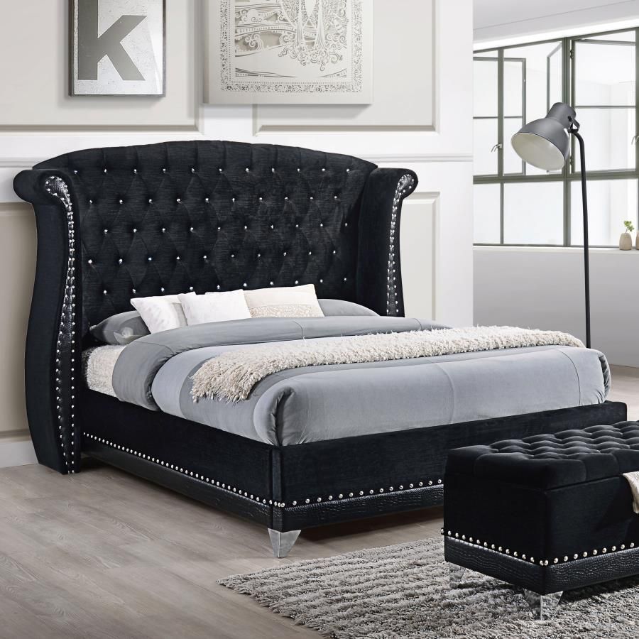 QUEEN WINGBACK BEDFRAME BLACK