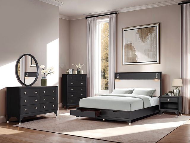 BLACK WOODEN 4PC BEDROOM SET