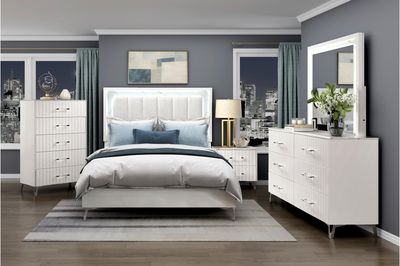4PC WHITE MARBLE BEDROOM SET