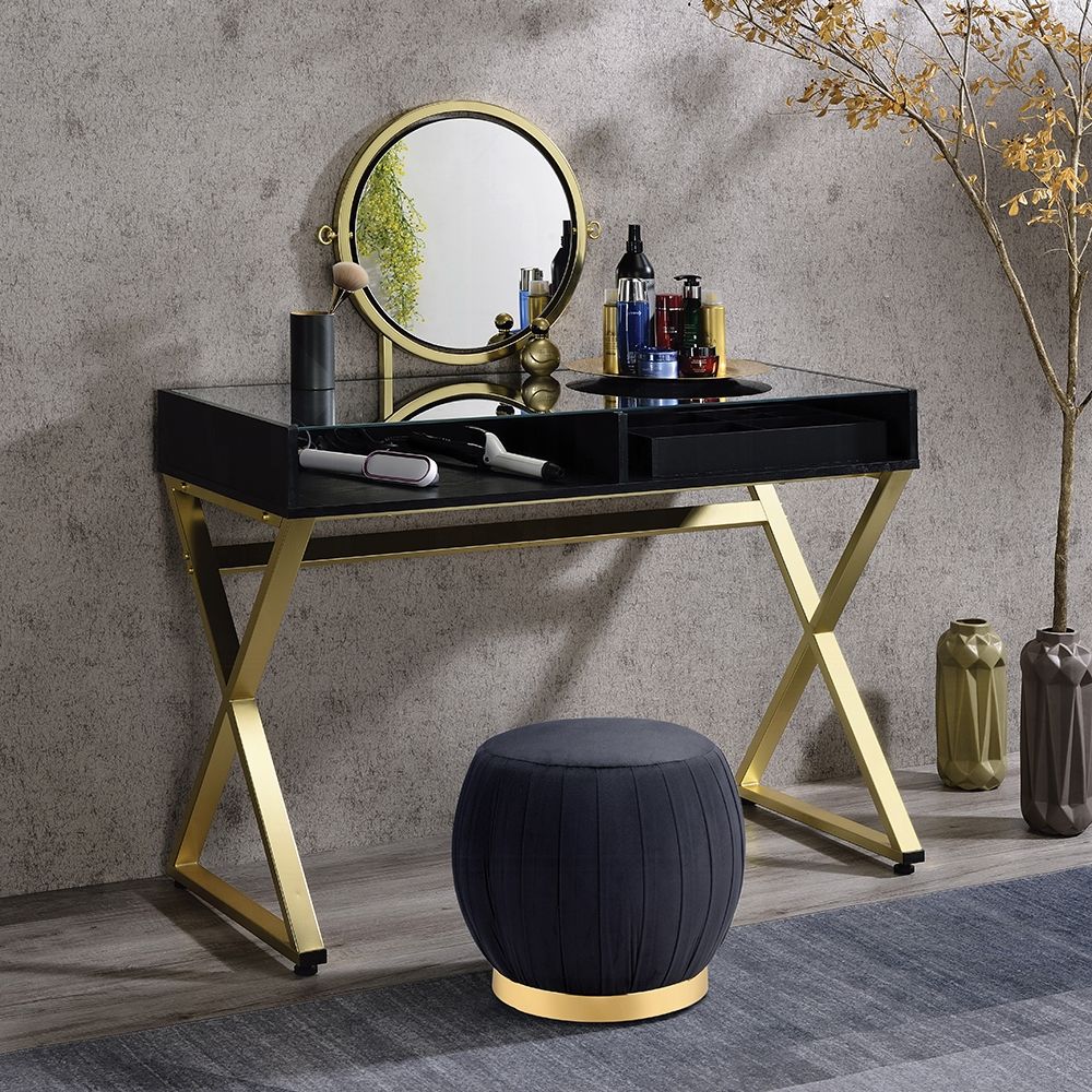 BLACK AND GOLD VANITY