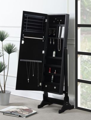 MIRROR WITH JEWELRY STORAGE BLACK