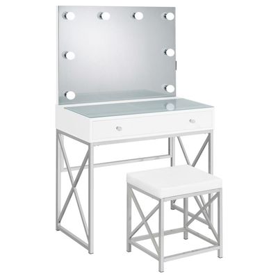 VANITY WITH LIGHT AND STOOL