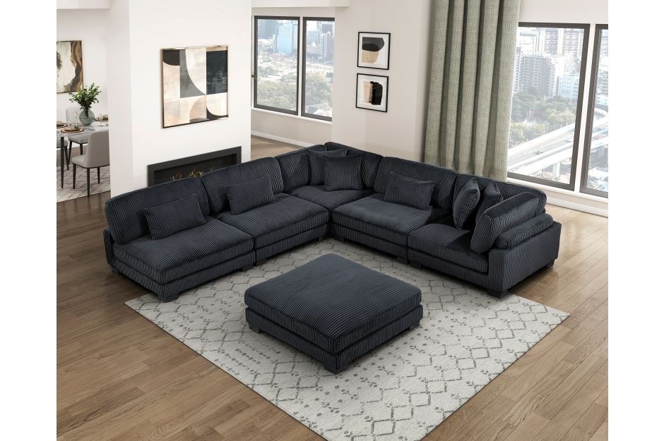 BLACK SECTIONAL WITH OTTOMAN