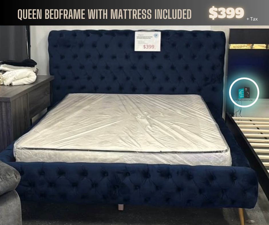 VELVET BEDFRAME WITH MATTRESS INCLUDED