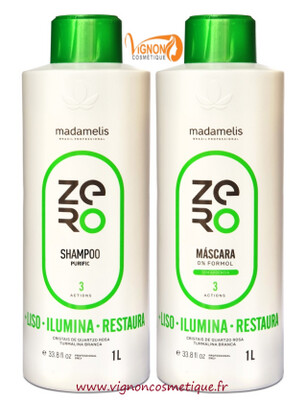 Lissage Brésilien Progressive madamelis ZERO Combo Masque 1L & Shampoing1L
