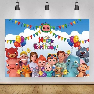 Cocomelon backdrop for birthdays and parties.