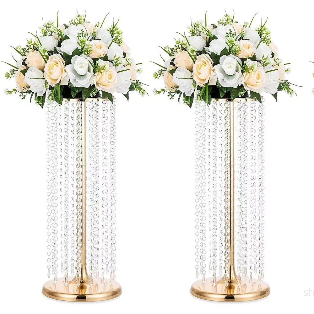 Flower stand with hanging crystal beads