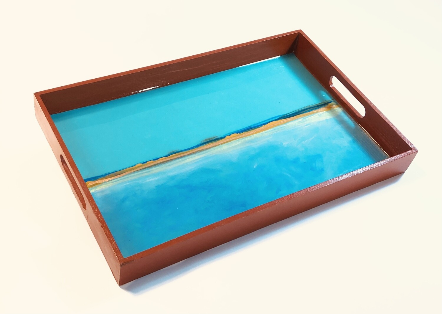 “Calm Seas” - Hand Painted Wood Serving Tray
