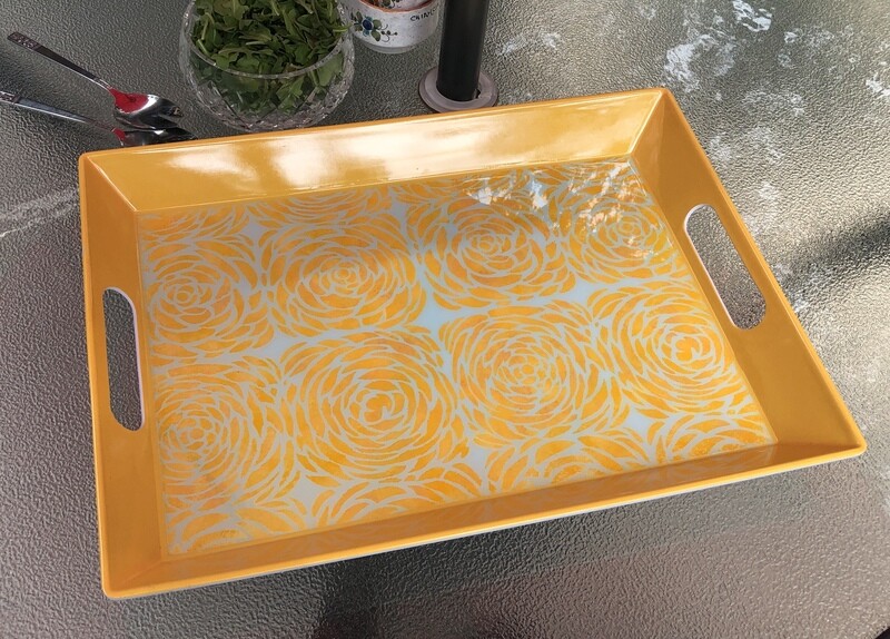 “Deco Chrysanthemums” - Hand Painted Serving Tray