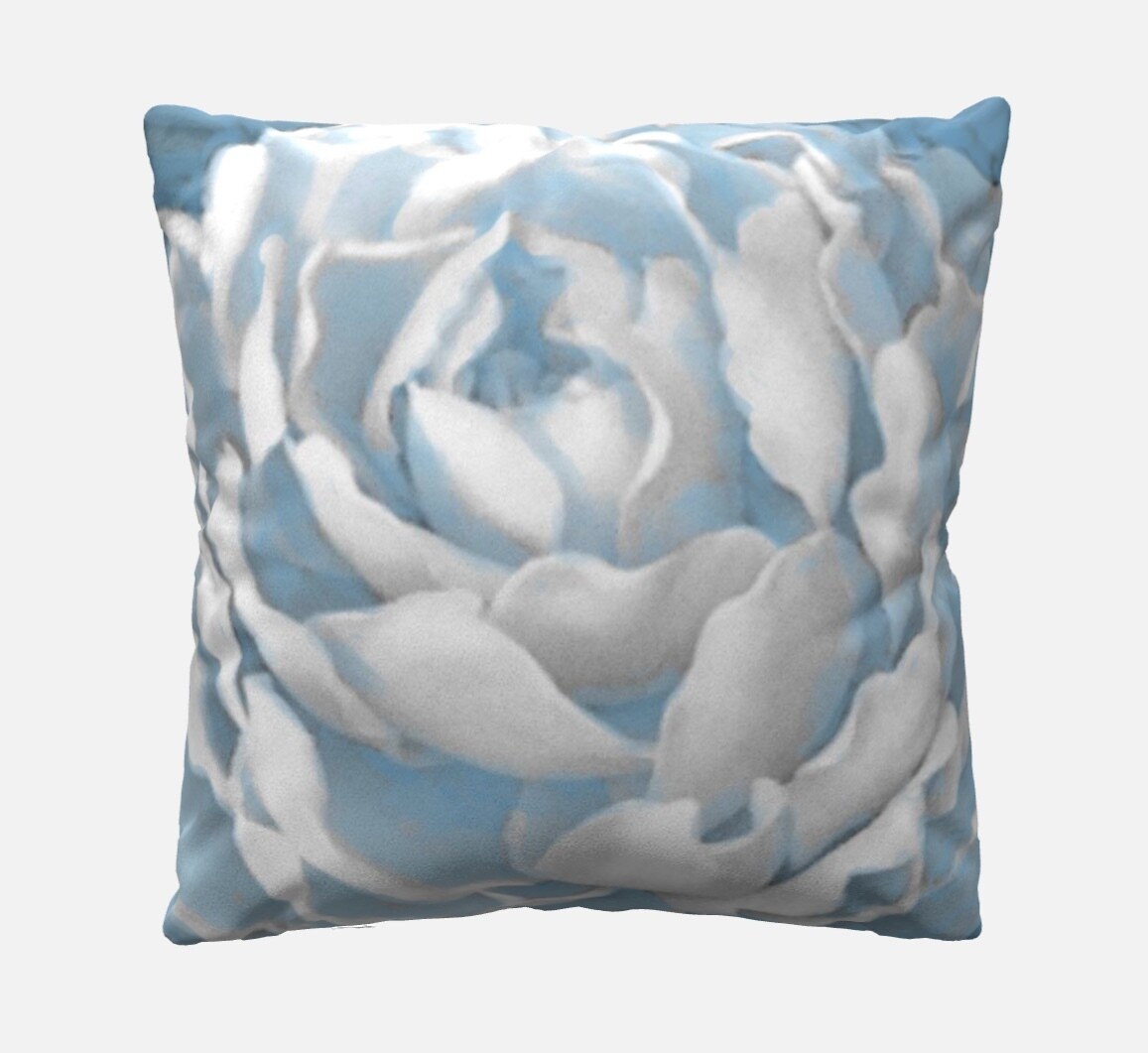 “Blue Peony” - Custom 16&quot; Throw Pillow