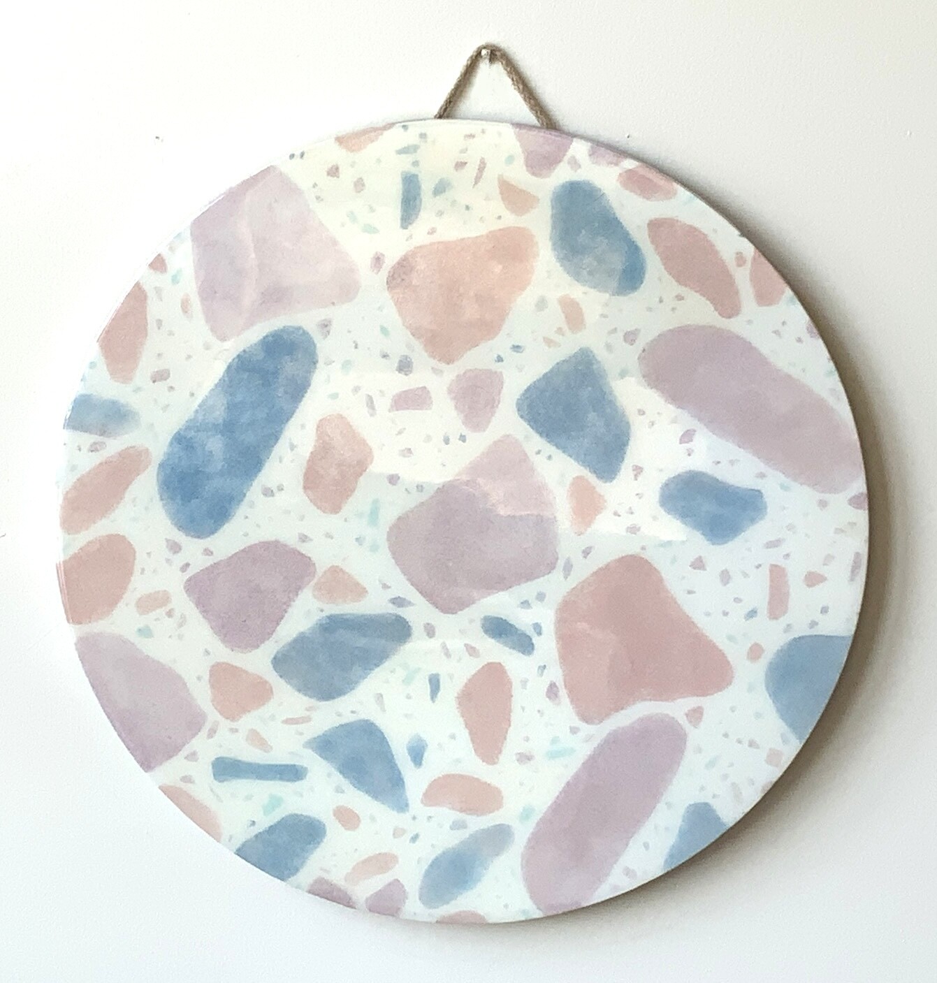 “Pastel Terrazzo” Hand Painted Wood Serving Platter