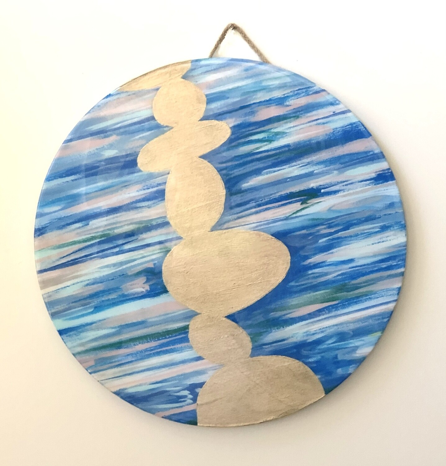 “Gold Leaf Cairn” - Hand Painted Wood Serving Platter