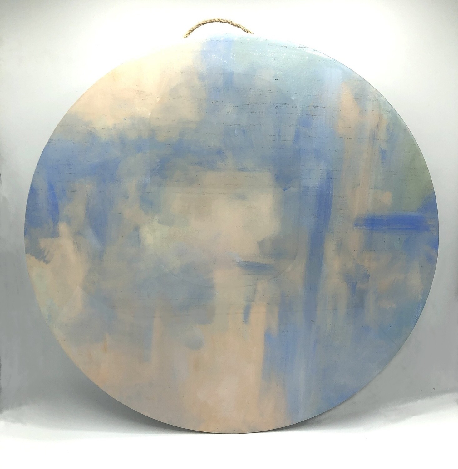 “Sky Blue Pink Sunrise” - Hand Painted Wood Serving Platter