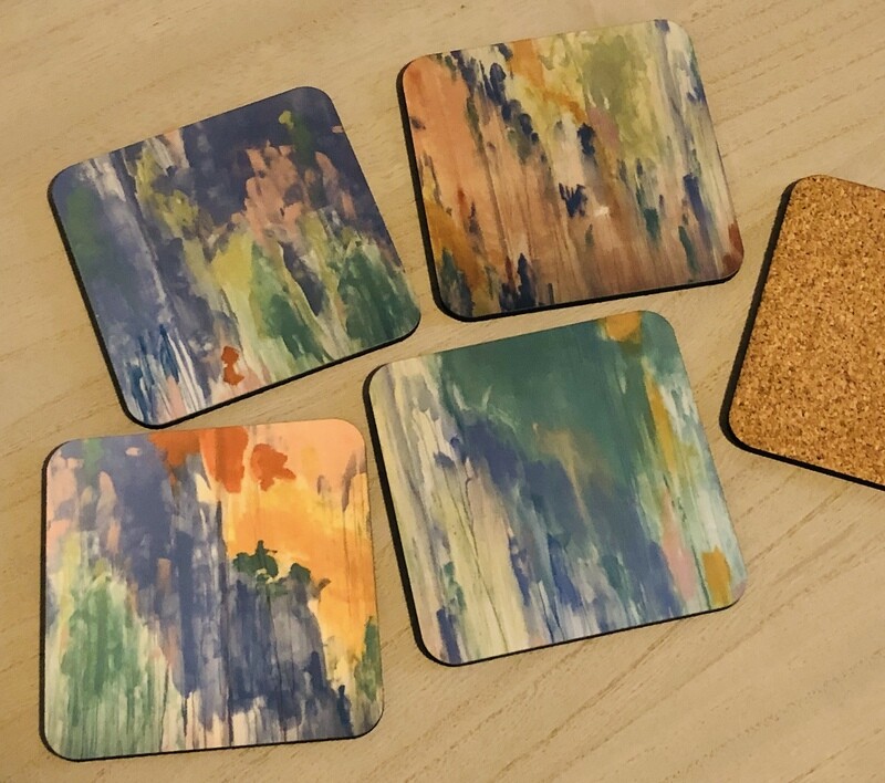 “Color Washes” - Set of Four Painted Abstract Coasters