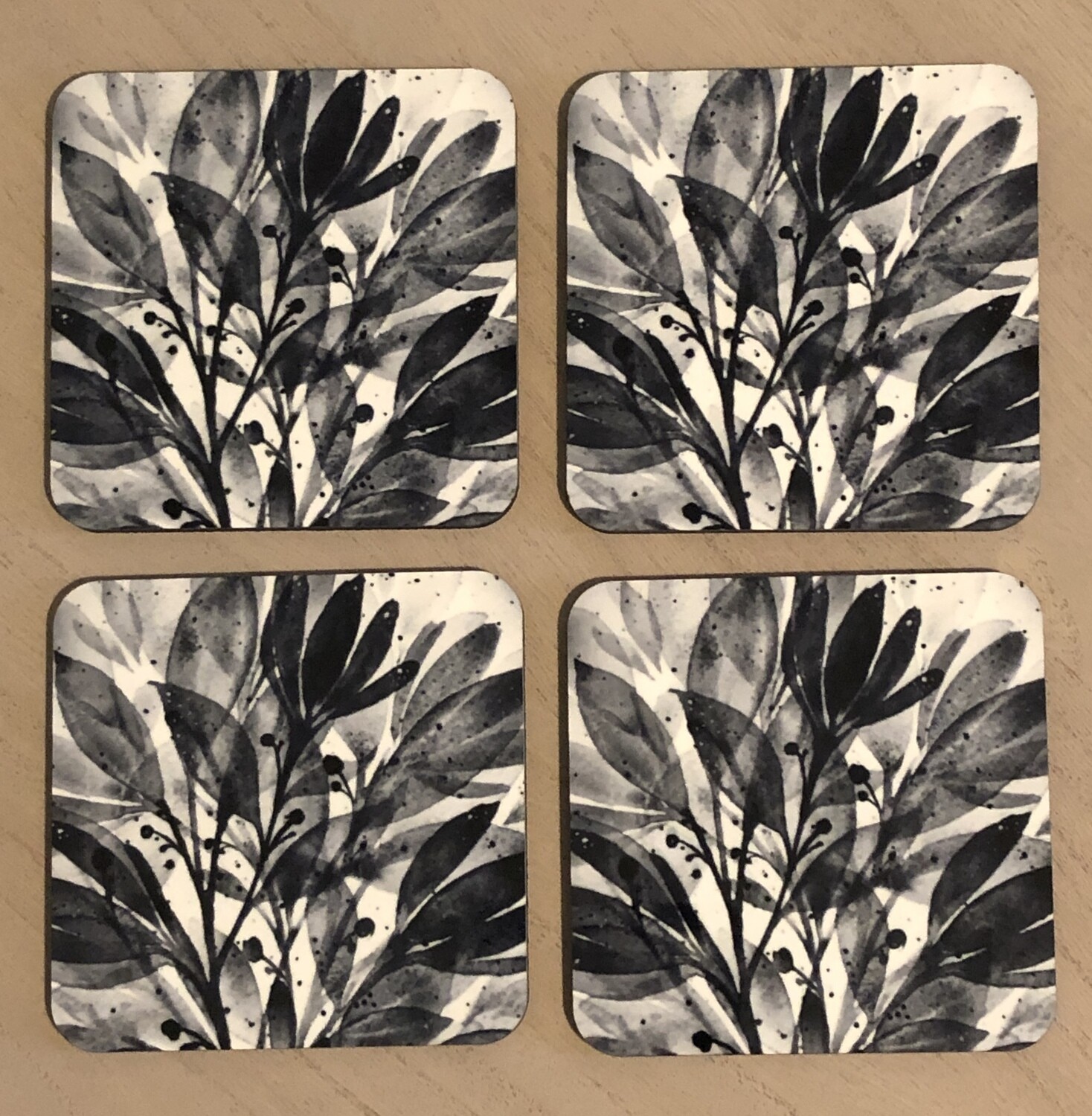 “Black &amp; White Shadow Play” - Set of Four Coasters