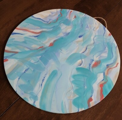 “Aqua View” Hand Painted Wood Serving Platter