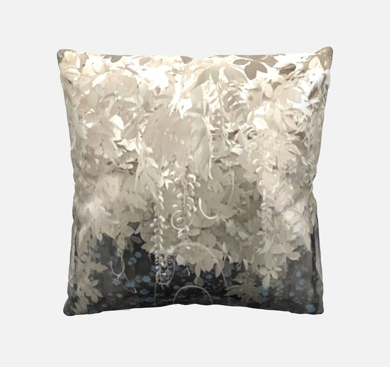 “White Wisteria”- Custom 16&quot; Linen Throw Pillow