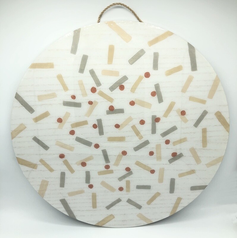 “Dashes &amp; Dots” - Hand Painted Wood Serving Board/Platter