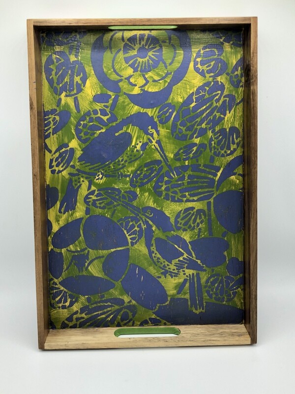 “Birds of a Feather” Hand Painted Bamboo Serving Tray
