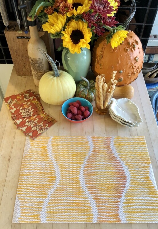 “Twist with a Twist” Set of Four Hand Stenciled Placemats