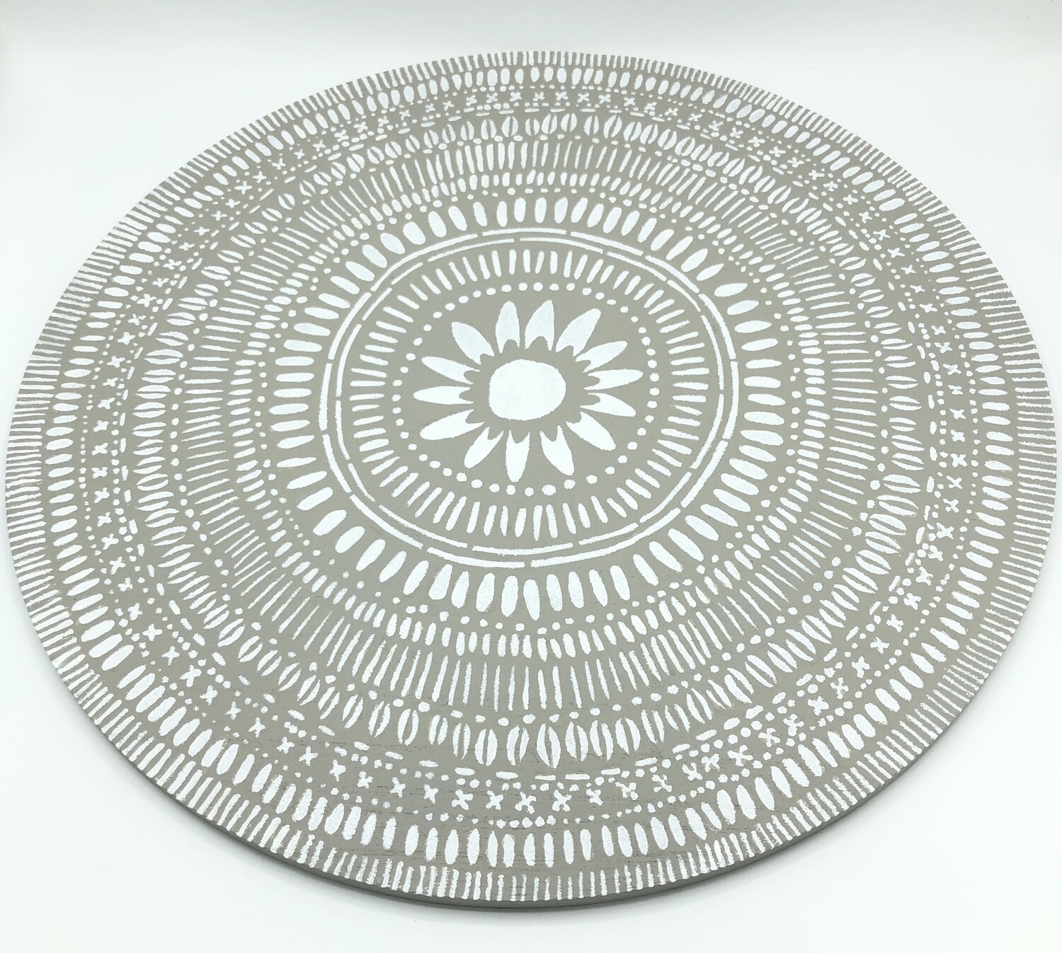 “Woodblock Sunburst” - Hand Painted Wood Serving Board/Platter