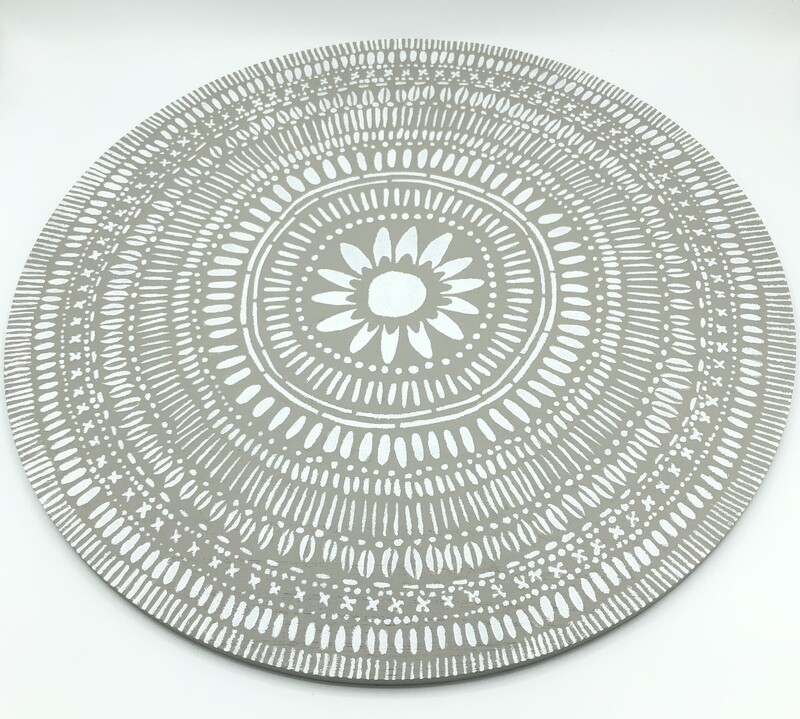 “Woodblock Sunburst” - Hand Painted Wood Serving Board/Platter
