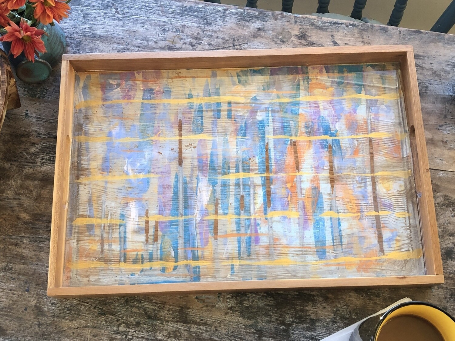 “Grass Cloth” Hand Painted Serving Tray