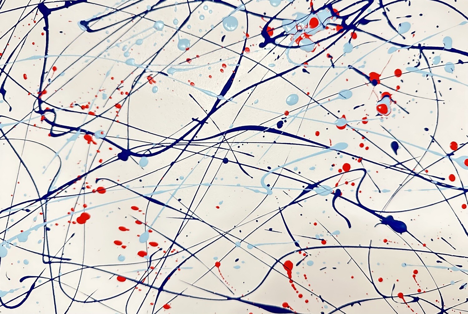 “Red, White and Blue Spatter” Hand Painted Large Serving Tray