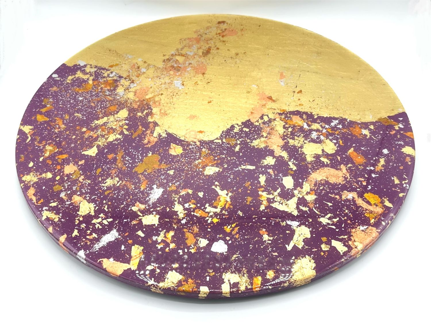 “Cosmos” - Hand Painted/Gilded Wood Serving Board/Platter