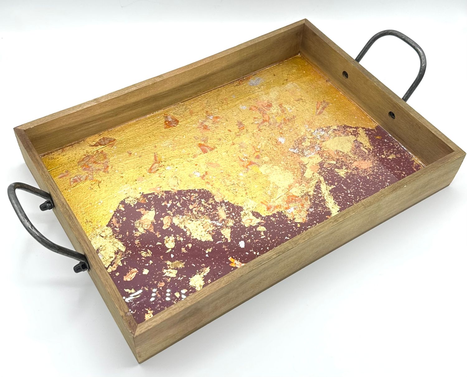 “Cosmic Landscape” - Hand Painted/Gilded Wood Tray