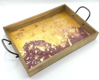 “Cosmic Landscape” - Hand Painted/Gilded Wood Tray