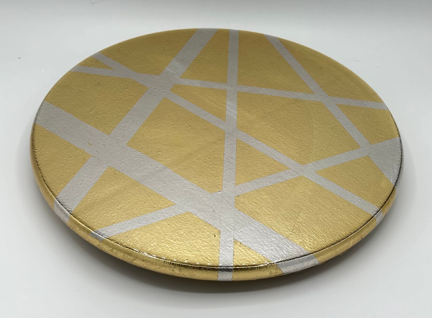 ”Silver Ribbons on Gold” Lazy Susan