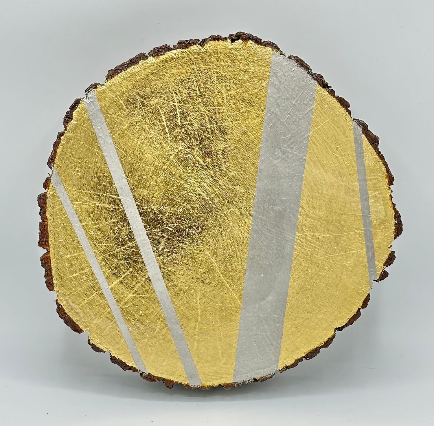”Silver Ribbons on Gold” Log Slice