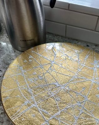 “Splatter Silver on Gold Leaf” Lazy Susan