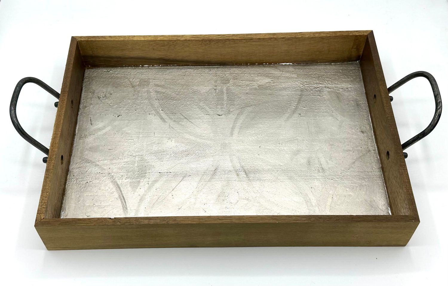 “Mariposa Plata” - Hand Painted/Gilded Wood Tray