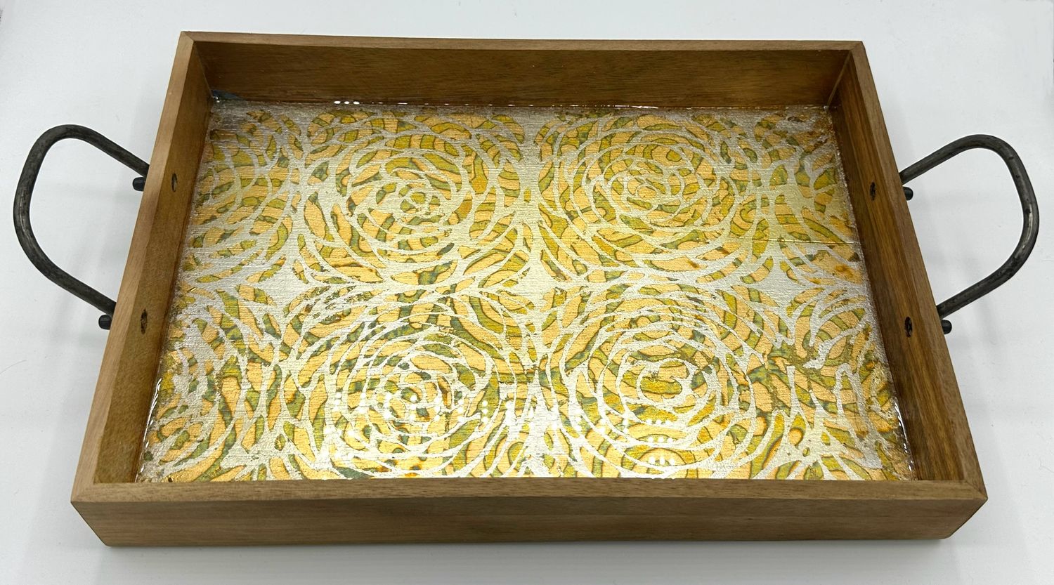 “Silver Lace” - Hand Painted/Gilded Wood Tray