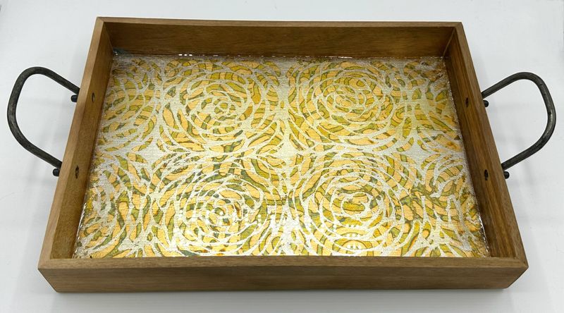 “Silver Lace” - Hand Painted/Gilded Wood Tray
