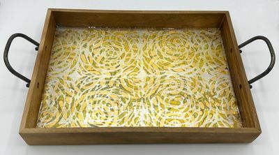 “Silver Lace” - Hand Painted/Gilded Wood Tray