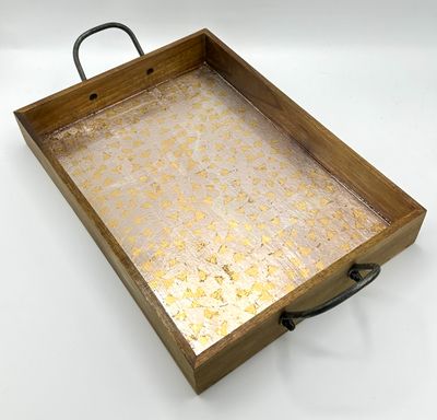 “Golden Triangles in a Silver Sky” - Hand Painted/Gilded Wood Tray