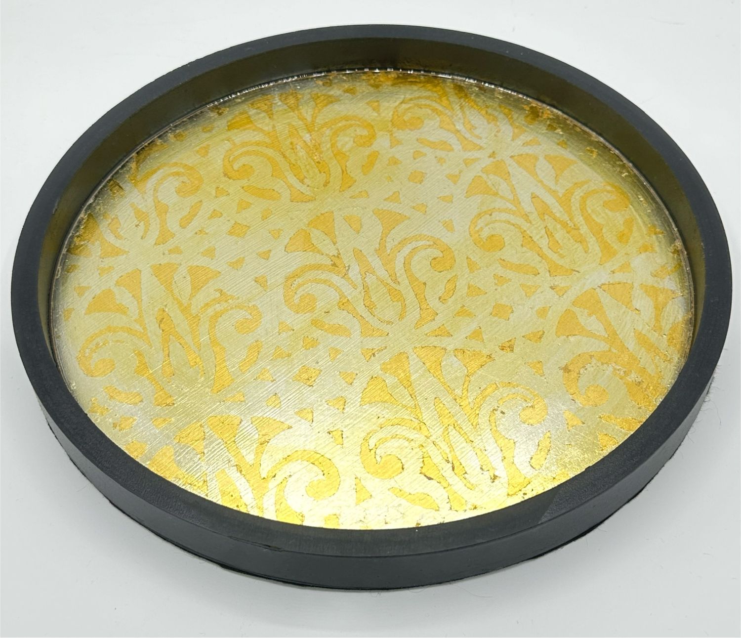 “Golden Deco Tulips” Round Tray
