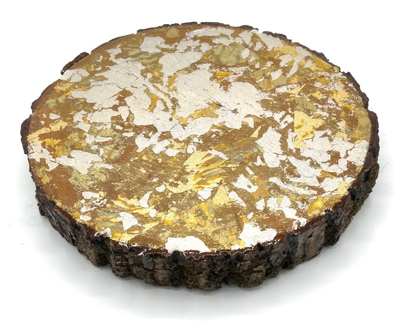 ”Silver Gold &amp; Copper Pizza” Log Slice