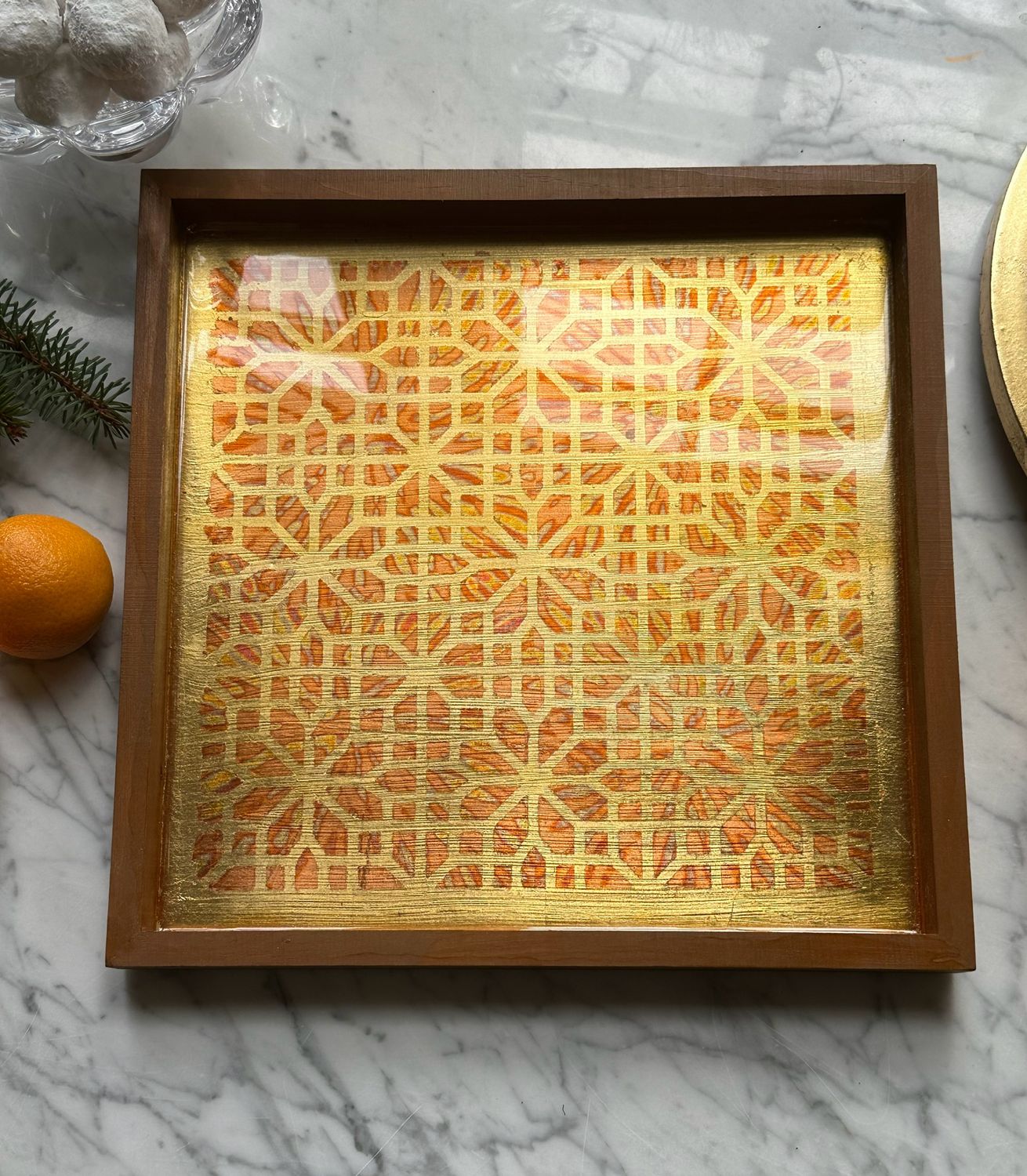 “Daisy Chain” Hand Painted/Gilded  Tray