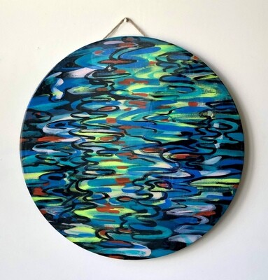 “Deep Pond”- Hand Painted Wood Serving Platter