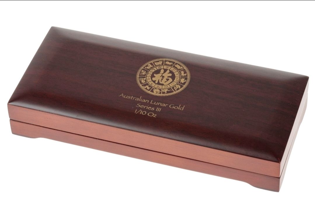 Perth Mint Lunar Series III gold 1/10oz x 12 hardwood case