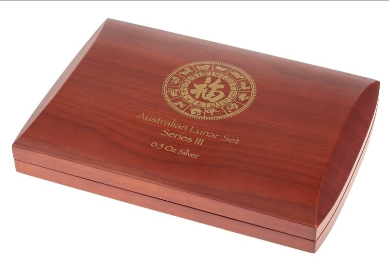Perth Mint Lunar Series III silver 1/2oz x 12 hardwood case